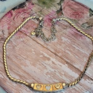 BRIGHTON 3 Heart Reversible Collar Necklace Silver Plated Gold Plated